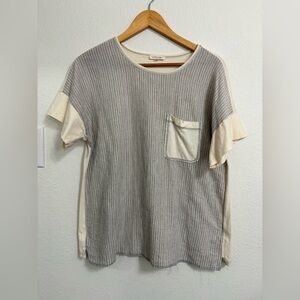 🍦Cotton Bleu Striped Gray and Cream T-Shirt🍦